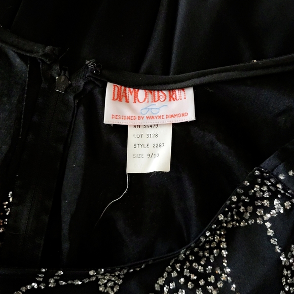 Vtg 1970s Diamond's Run Deco Silver Glitter Drop Waist Jersey Party Dress S - Picture 7 of 7